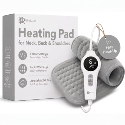 Heating Pad for Back, Shoulders and Neck, Gray, 23.6 x 11.8 in - color: Grey, size: 23.6 x 11.8 Inch