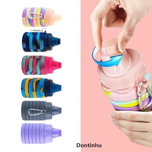 Collapsible Water Bottles 2 Pack 500ml Black+Light Grey - color: Black+Light Grey
