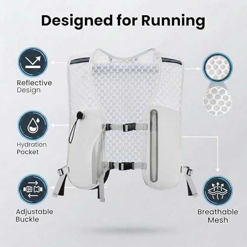 Running Vest for Women Men Hydration Backpack with 500ml Soft Flask Lightweight Water Pack - color: Gray+500ml Soft Flask