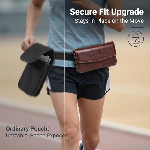 Phone Holster Compatible with iPhone 16 15 14 13 12 and Pro, Galaxy S25 S24 S23 S22 S21 S20, Leather Phone Pouch with Metal Belt Clip, M-Coffee - color: Coffee, size: Medium