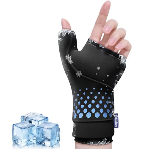 Wrist &Thumb Ice Pack Wrap-Thickened Gel for Long-Lasting Cold Compression - color: 1 Pack-black, size: S/M