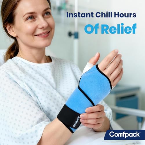 Comfpack Wrist Ice Pack Wrap for Carpal Tunnel Relief, 45-Min Cold Therapy - color: Blue