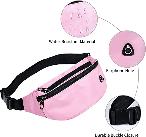 Fanny Packs for Men and Women Water-Repellent Sports Waist Pack Bag - color: 1pack-Pink