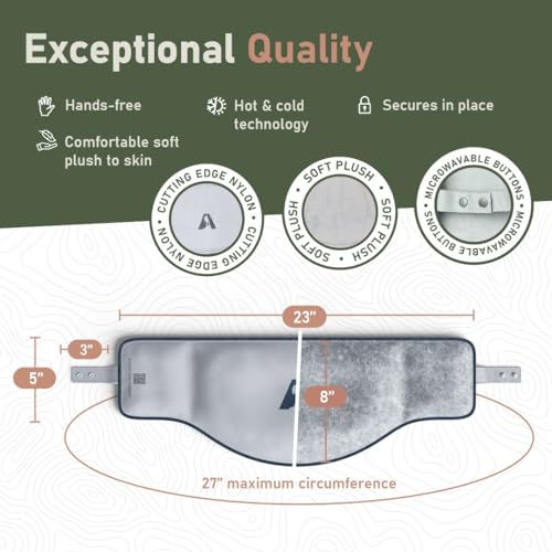 Flexible Neck Ice Pack Wrap 8" x 23", Soft Gel, Hands-Free - color: Grey