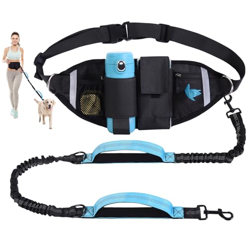 Hands Free Dog Leash, Waist Leash for Dog Walking, Running, Jogging (Blue) - color: Blue