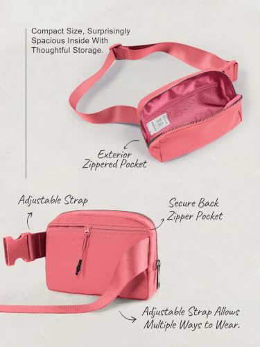 ODODOS Unisex Mini Belt Bag with Adjustable Strap Small Fanny Pack for Workout Running Traveling Hiking, Raspberry - color: Raspberry