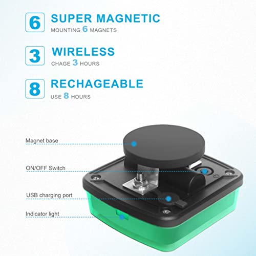 Agrieyes W02 Magnetic Flashing Lights, Wireless Strobe Lights, Green - color: Green