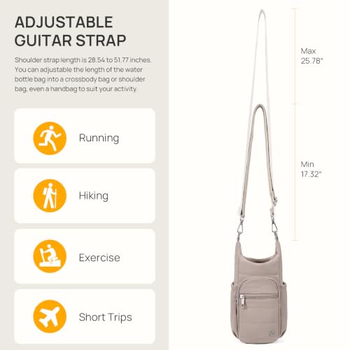 Telena Water Bottle Holder with Strap RFID Crossbody Bags for Women - color: Taupe