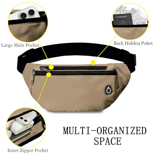 Fanny Pack for Women Men,Crossbody Water Resistant Sports Waist Bag Pack - color: 1pack-khaki