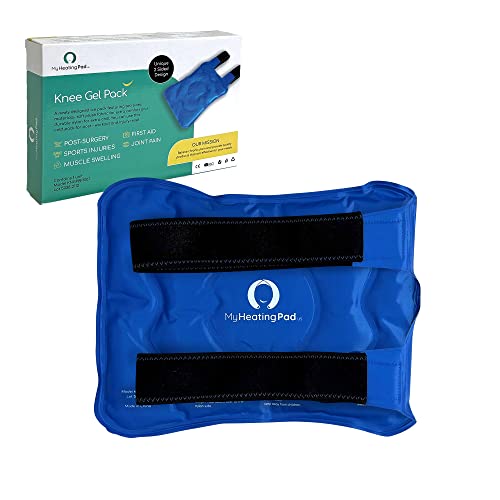 Reusable Knee Gel Pack with Elastic Straps - Gel Ice Pack for Knee, Joint, Elbow and Arm - Flexible Cold Packs for The Whole Family - Soft Ice Pack for Versatile Wrap and Convenient Use - 1 Pack Blue - style: Knee Gel Ice Pack