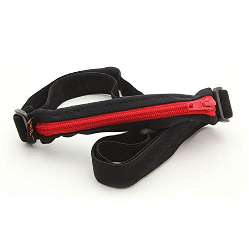 SPIbelt Kids Pocket Belt, Expandable Pocket, Adjustable Waist, No Bounce, No Logo Band, Black with Red Zipper - color: Black with Red Zipper