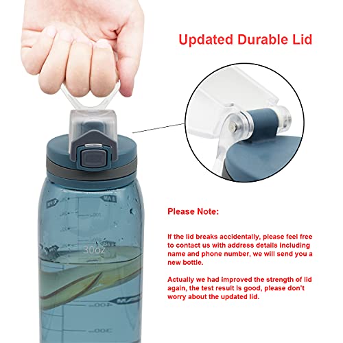 30oz Tritan Water Bottle with Time Marker, 1-Pack, Clear Blue - color: Clear Blue