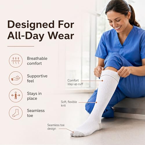 CopperJoint Compression Socks for Women & Men, White, Large, 1 Pair - color: White, size: Large
