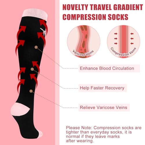 Skicuff 2 Pairs Travel Compression Socks for Men and Women - color: Pink