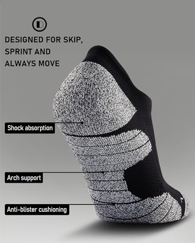Men's No Show Compression Athletic Socks, Cushioned for Running Hiking - color: Black-8 Pairs, size: Medium
