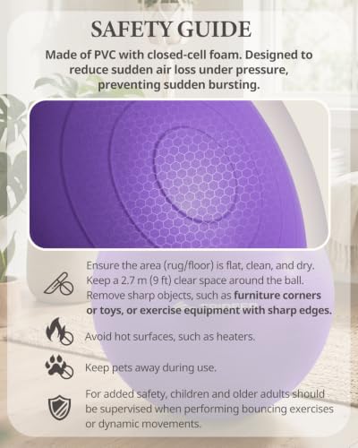 Trideer Yoga Ball for Exercise, Pregnancy, Exercise Ball, Pump Included - color: Purple, size: L(23-26ines/58-65cm)