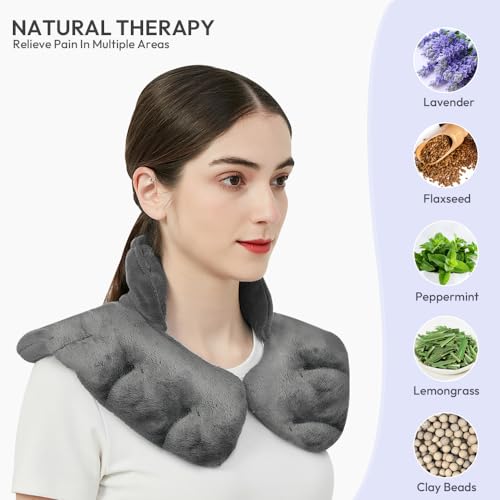 Microwavable Heat Pad for Neck and Shoulders, Warm Compress Wrap, Grey - color: Heat Pad06 -Grey