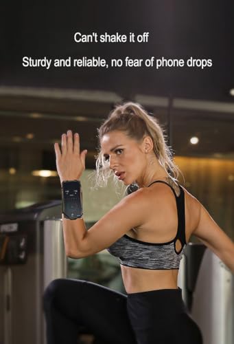 Wristband Cell Phone Holder, 360 Rotatable Running Forearm Armband for 4.7-6.7 Inch Smartphones, Compatible with iPhone 16 Pro/15/Pixel 9a/9 Pro/8a/Samsung Galaxy/Motorola Moto/Blu Phones (Blue)