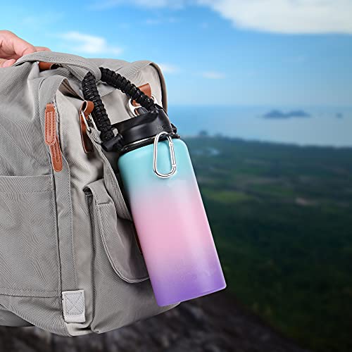 Wongeto Paracord Handle Carrier Holder with Shoulder Strap,Compatible with Hydro Flask Wide Mouth Water Bottles - color: Black/Compass
