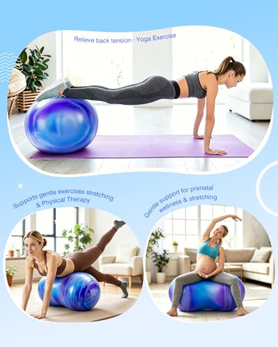 ZOOJOY Peanut Ball for Kids and Adults, 18/20Inch Anti-Burst Exercise Ball - color: Purple & Blue, size: 39 x 20 Inch