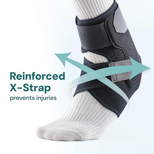OPPO RA300 Adjustable Ankle Stabilizer Brace with X-Straps, Black, Pack of 1