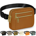 Capolo Fanny Packs for Women 4 Zip Pocket Crossbody Belt Bag Waist Bags - color: Brown, size: Large
