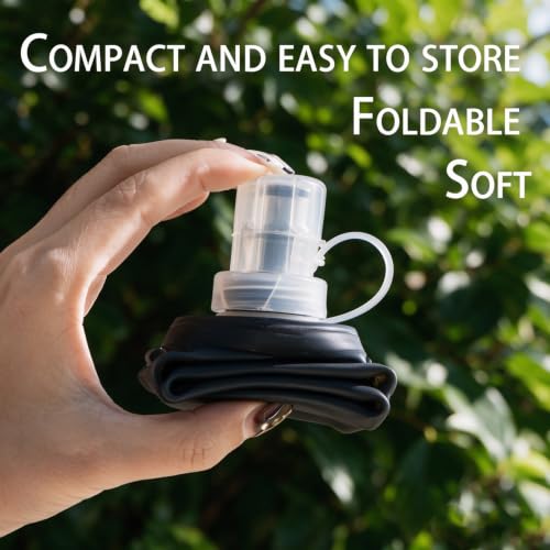 Packable Soft TPU Water Bottle for Outdoor Running Sports, 500 ml, Black - color: Black
