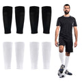 4 Pairs Leg Sleeves for Soccer, Shin Guard Sleeves Accompany Grip Socks, Youth Adults - color: White+Black