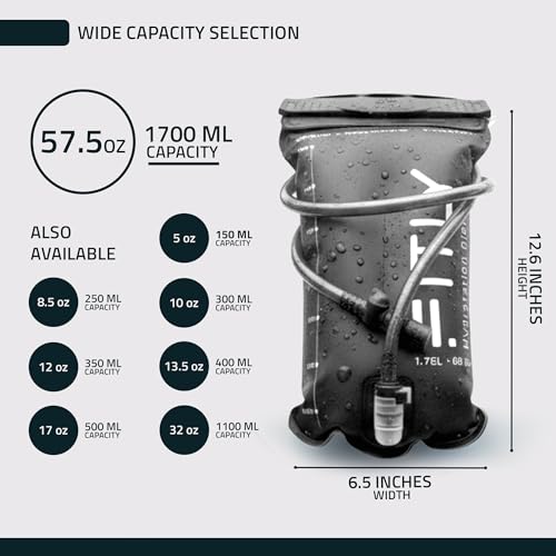 FITLY Soft Flask Running Water Bottle - Collapsible Hydration Flask - color: Black, size: 60 Ounces