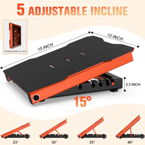 Steel Slant Board Calf Stretcher, 600 Lbs Weight Capacity, Orange - color: Orange