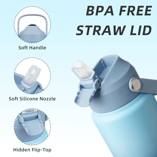 BJPKPK 24oz Insulated Water Bottle, Stainless Steel Bottle with Straw Lid - color: Sky, size: 24 Ounces