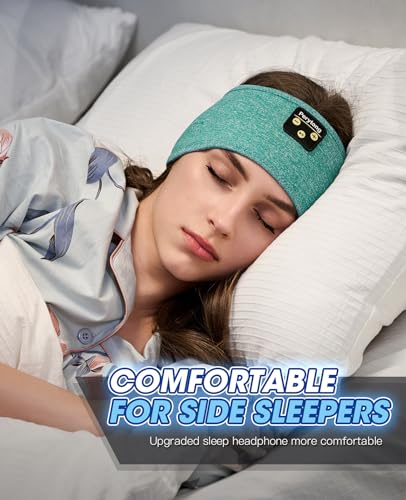Sleep Headphones Wireless, Bluetooth Headband Sports Sleeping Headphones Sleep Mask Earbuds Breathable Music Headband with Bluetooth 5.4, Perfect for Side Sleepers Sleeping Travel Workout Running - color: LightGreen