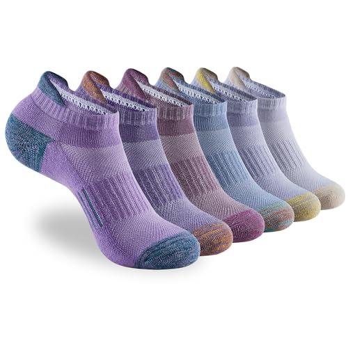 ATBITER Women's Ankle Socks Cushioned Running Athletic No Show Socks-6Pairs - color: 6pairs Colorful-purple, size: 6-8
