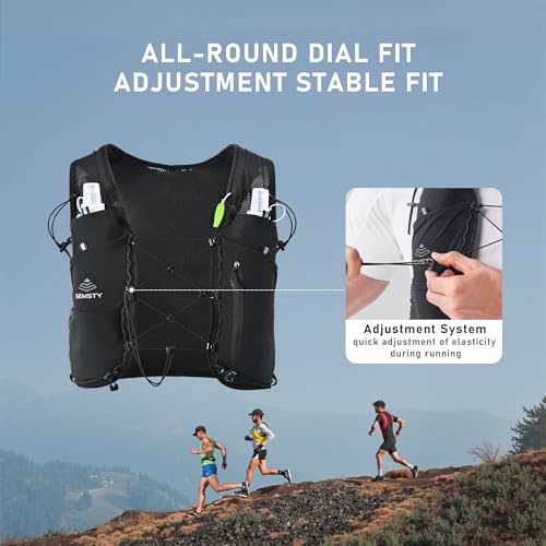 Running Hydration Vest 5L, Running Backpack with 2x500ml Soft Flask - color: Black, size: Large