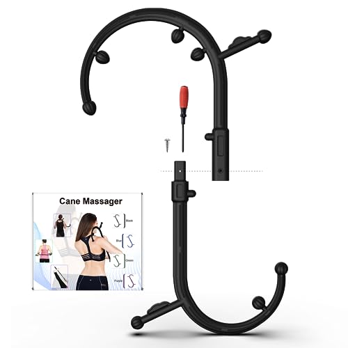 Back Massager Stick, Trigger Point Massage Tool, Massage Cane with Dual Hook Design, Muscle Knot Remover, Pressure Point Massage Tool, Deep Tissue Massage Hook for Neck, Shoulders & Back Muscle Hook