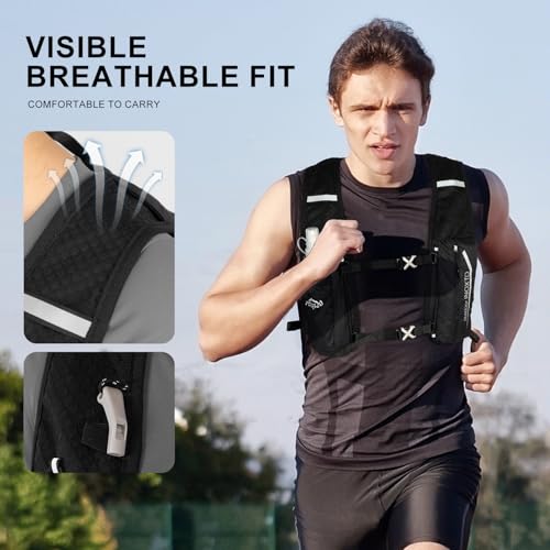 INOXTO Running Hydration Vest Backpack,Lightweight Insulated Pack with 1.5L Water Bladder Bag Daypack for Trail Hiking Running Cycling Race Marathon for Women Men - color: Dark Black