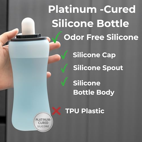 Handheld Running Water Bottle, Collapsible Silicone Foldable 350mL - color: Translucent Blue
