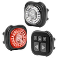 Luvan Smart Bike Light with Remote Controller - Sync Front & Rear LED Light Set, 5 Night & Daytime Mode | Turn Signals | Brake Lights, Rechargeable Bicycle Light for Night Riding, Dog, Running,Scooter - color: 2pcs Lights + Remote Controller