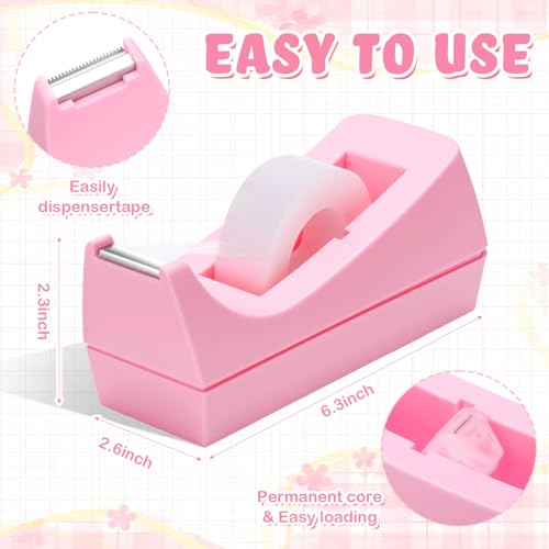 10 Pack Desktop Tape Dispensers Non Slip Base Bulk Set,Pink - size: Pink