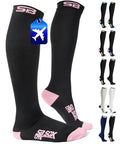 SB SOX Lite Compression Socks for Flying (15–20 mmHg) - color: Black/Pink, size: S/M