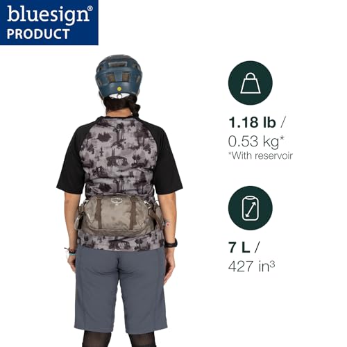 Osprey Seral Biking Waist Pack with Hydraulics Reservoir for Men & Women, Hydration Belt with Water Bladder - color: Pediment Grey Dust Print, style: 7l