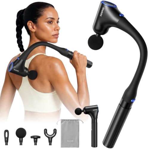 RENPHO Reach Curve Massage Gun with Extension Handle, 4-in-1 Massager - color: Black