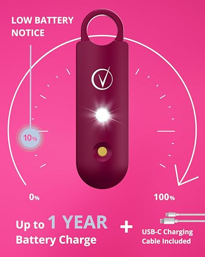 Vantamo Personal Alarm for Self Defense with Low Battery Notice, Strobe Light & Extra Loud 130 dB Double Speakers Safety Keychain Set for Women, Rechargeable Panic Button for Womens Self Defense - color: Mulberry