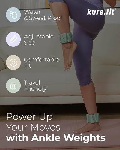 Pilates Wrist & Ankle Weights | Adjustable Weighted Bangles | 1/2/3LB Each - color: Sage, size: 1 LB
