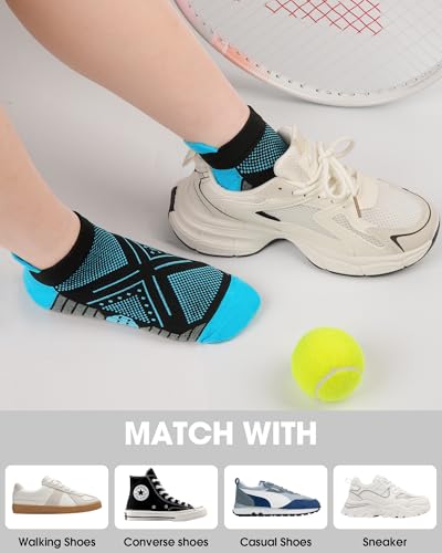 Womens Compression Ankle Crew Socks, Breathable Cushioned Socks - color: Green Blue Pink Yellow Orange Black, size: 6-9