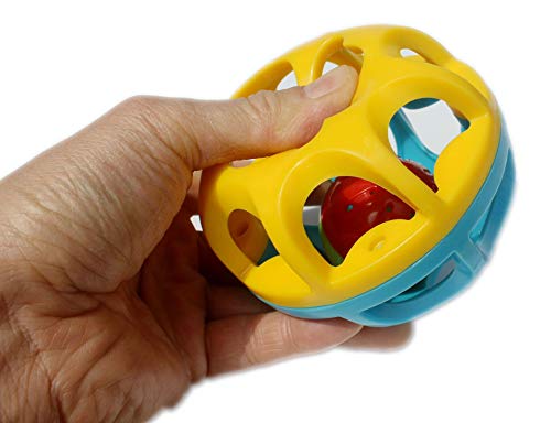 Baby Rattle Balls, Easy Grasp Sensory Toys for 3-6 Months - color: Blue Yellow Rattle