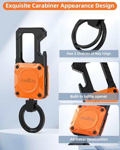 ExtreLife Keychain, Works with Apple Find My, Bottle Opener, Carabiner Car Key Chains with Gps Tracker - color: Sunset Orange