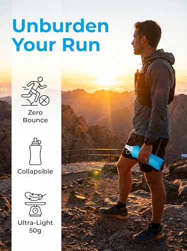 Zelvot Running Vest Collapsible Water Bottle, TPU 500ml Soft Flask (Blue) - color: Blue, size: 16.9 Ounces