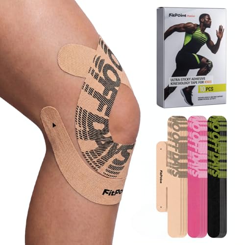 Kinesiology Tape for Knees 10 Pcs Ultra-Sticky Patella Knee Tape Beige - color: Beige