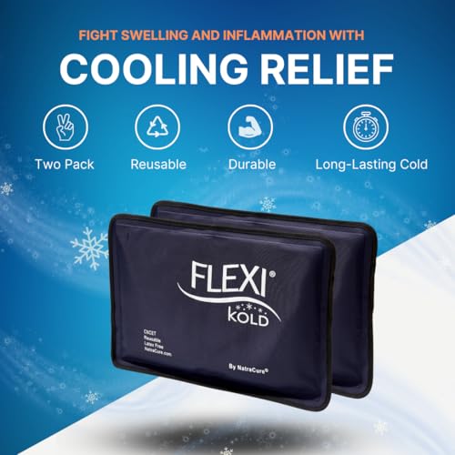 2 FlexiKold Gel Ice Packs - Ice Packs for Injuries Reusable, Back Pain Relief, Knee Ice Pack Wrap, After Surgery, Ice Pack for Knee - 6303-COLD-2PK by NatraCure - Medium – 2PK - size: Medium (Pack of 2)